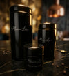 Collection Maison Loïs de pots biophotoniques noirs pour la conservation premium des épices en plusieurs formats.